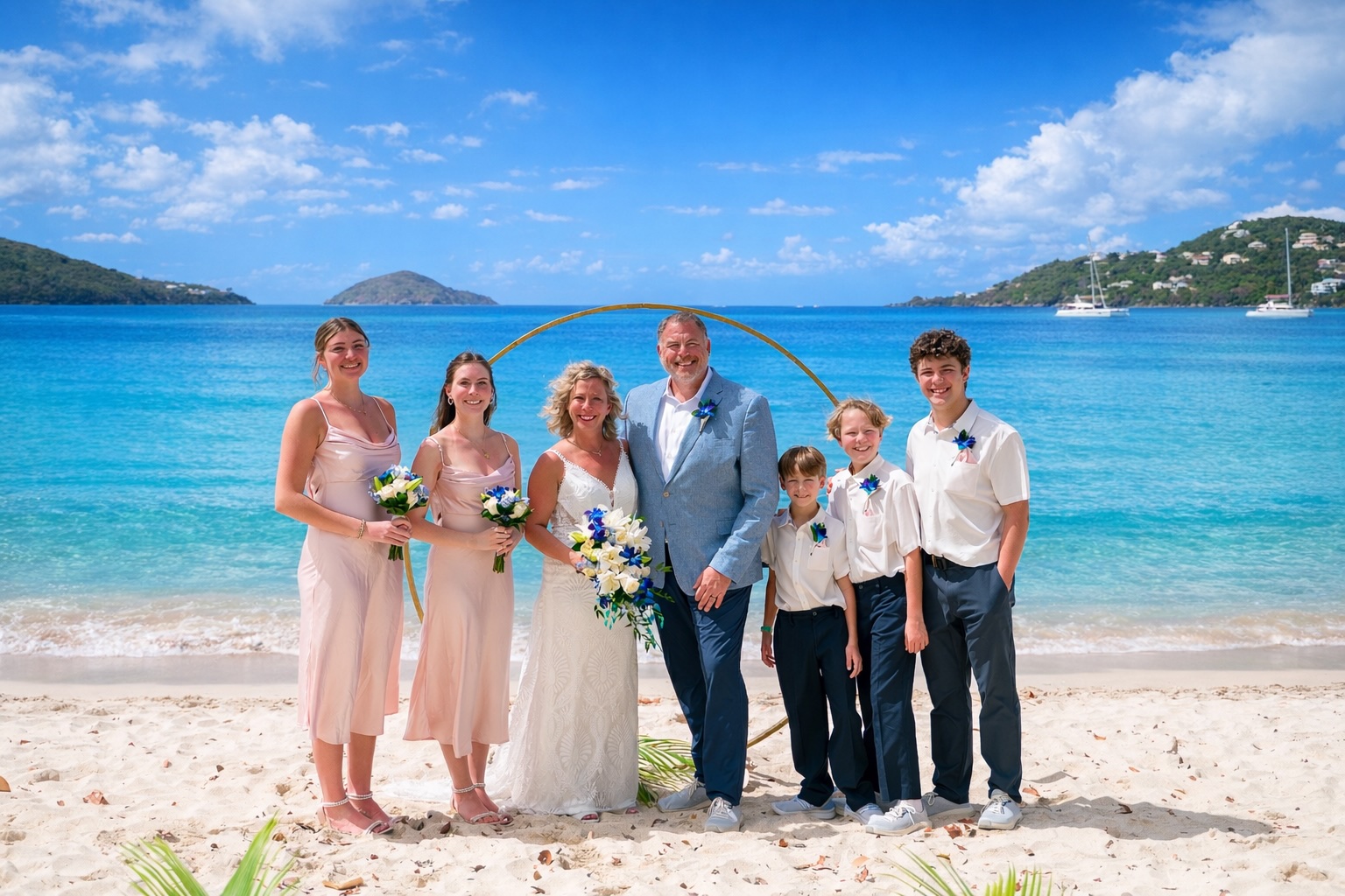 The Pederson family on the beach